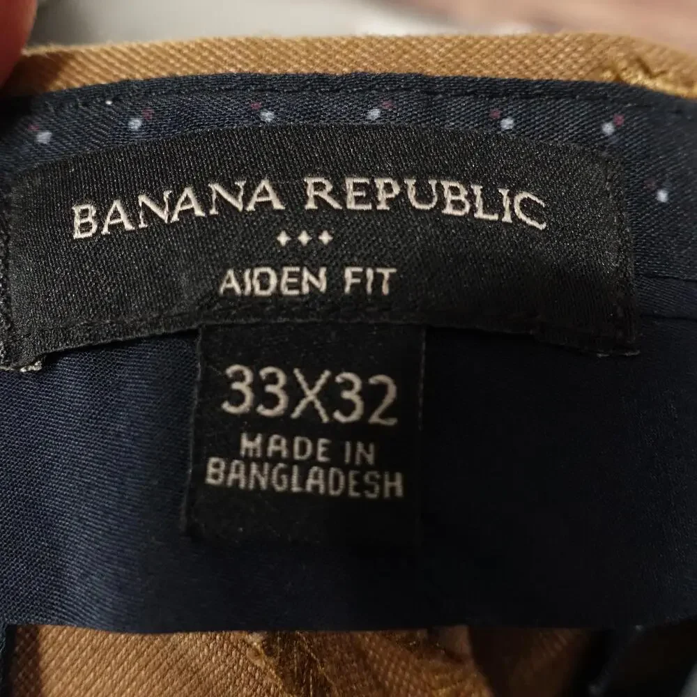 Banana Republic Aiden Chino Pants Mens 33x32 Brown Aiden Fit Stretch